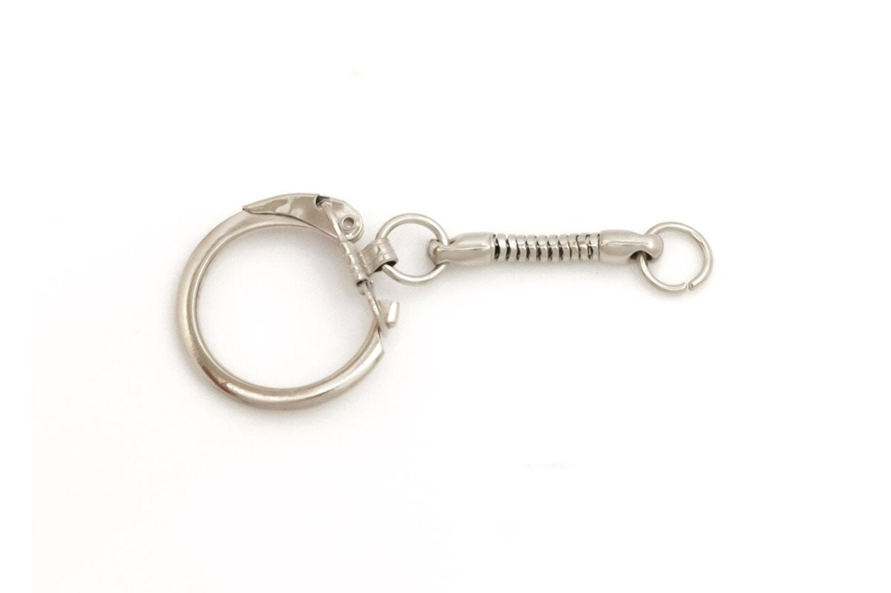 JewelrySupply Key Ring with Snake Chain and Open Jump Ring Silver Color (Package of 10)